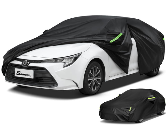 Sailnovo Car Cover Waterproof All Weather,7 Layers Heavy Duty Outdoor Full Car Cover, Snowproof Rainproof Windproof Sun UV Protection (PE+Cotton,A7 Fit Hatchback-Length (Up to 177"))