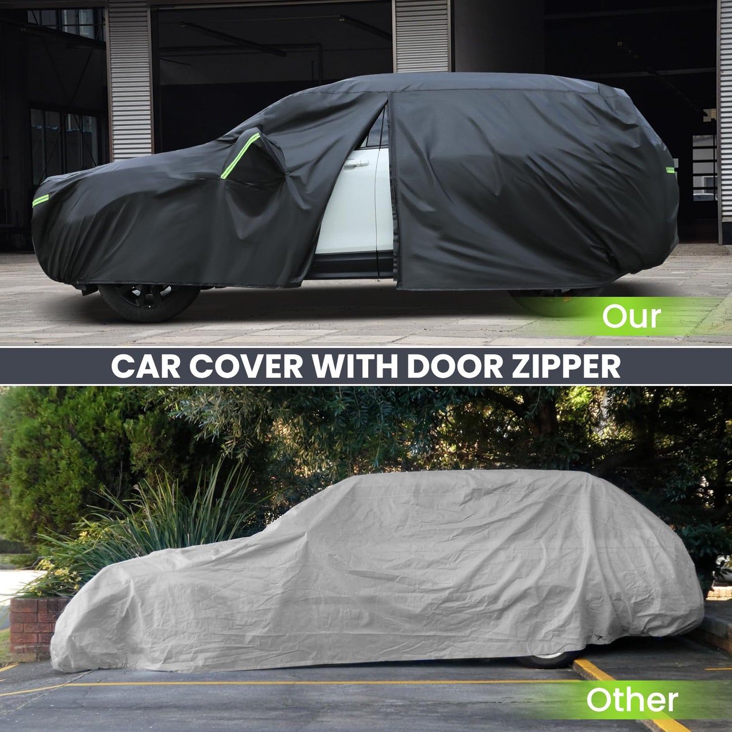 Sailnovo Car Cover Waterproof All Weather,7 Layers Heavy Duty Outdoor Full Car Cover, Snowproof Rainproof Windproof Sun UV Protection (PE+Cotton,A7 Fit Hatchback-Length (Up to 177"))