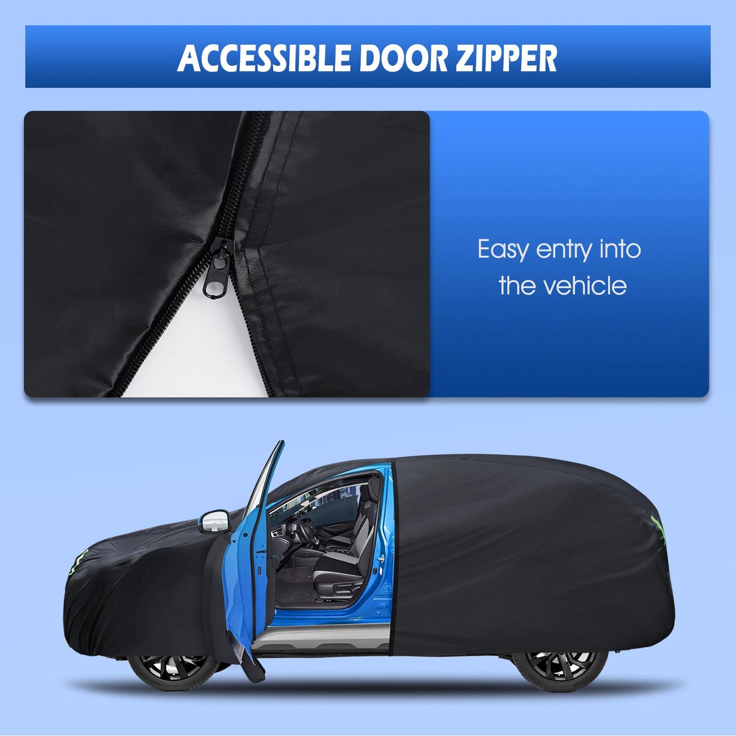 6 Layers SUV Car Cover Waterproof All Weather for Automobiles, Size A5 with Zipper & Cotton Universal Fit for Buick Encore, Chevrolet Trax, Ford Escape (Up to 181inch), Silver