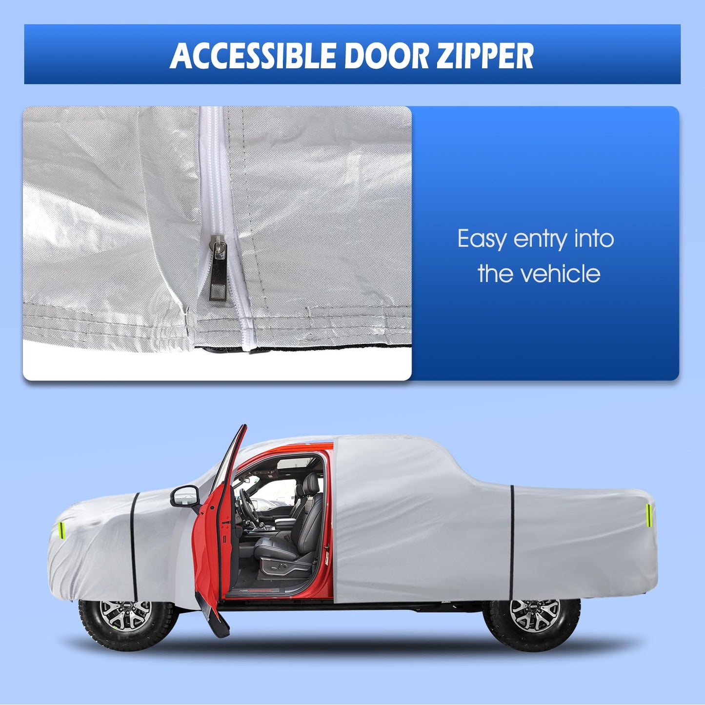 6 Layers SUV Car Cover Waterproof All Weather for Automobiles, Size A5 with Zipper & Cotton Universal Fit for Buick Encore, Chevrolet Trax, Ford Escape (Up to 181inch), Silver