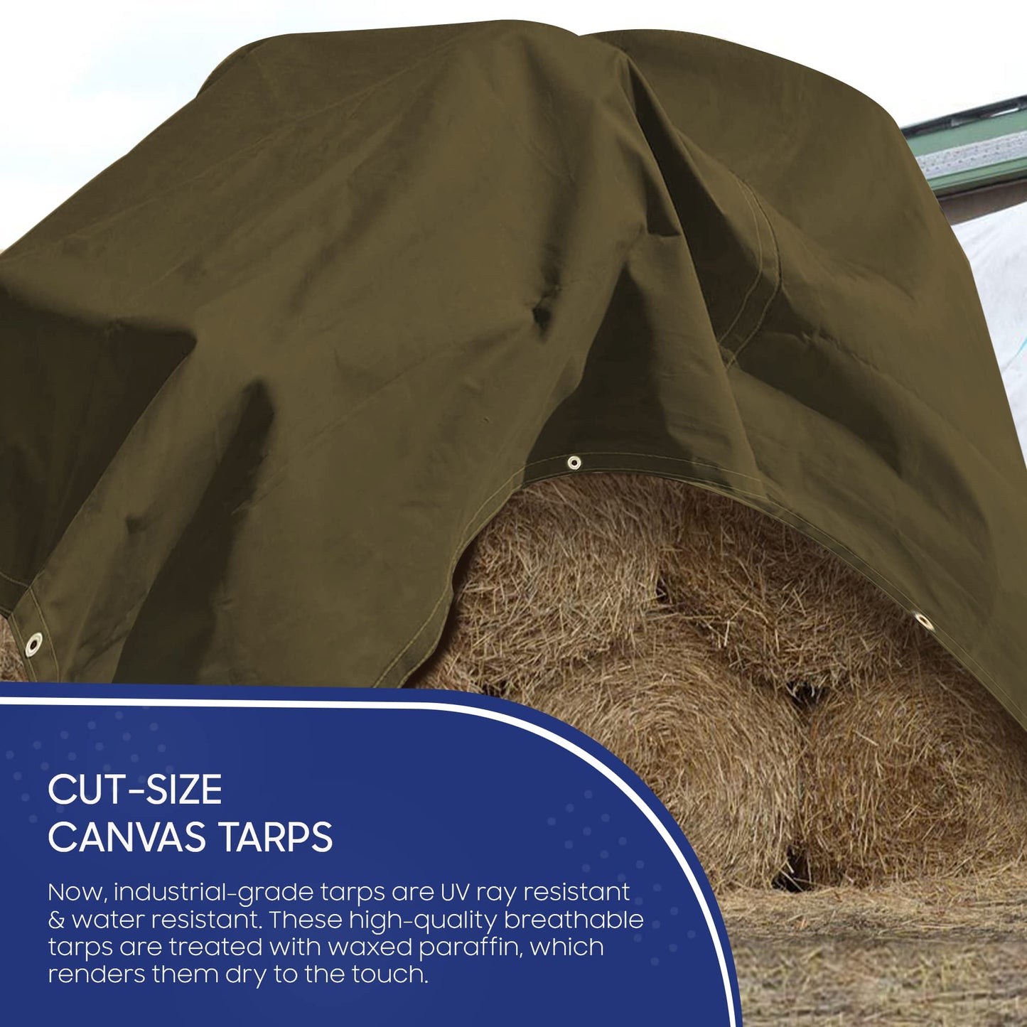 Tarps Now 20x20 ft Heavy Duty Canvas Tarp | 20 MIL Commercial Grade, Tear Resistant, Reinforced Edges, Brass Grommets | Ideal for Construction, Trucking, Manufacturing, Automotive – Olive Color