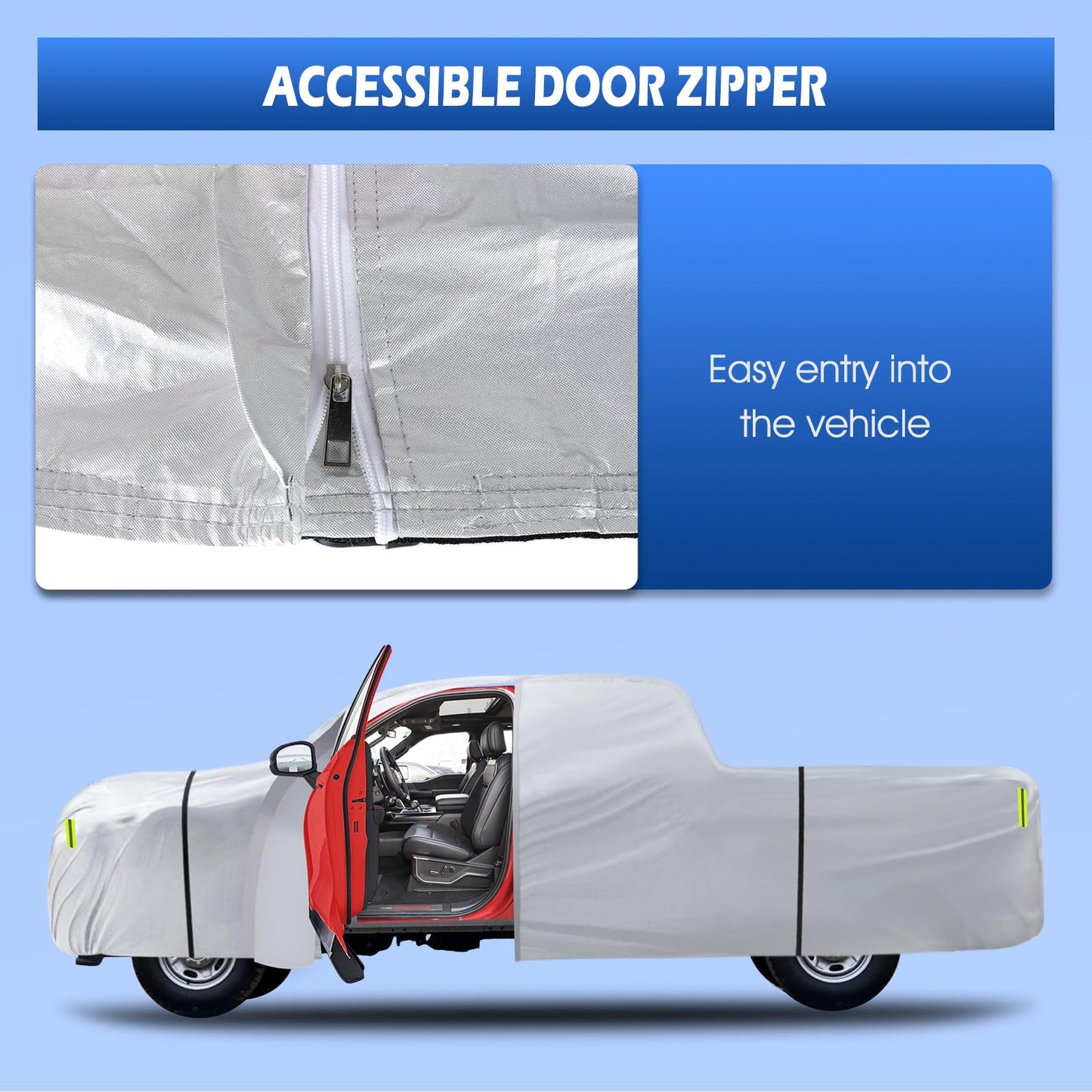 6 Layers SUV Car Cover Waterproof All Weather for Automobiles, Size A5 with Zipper & Cotton Universal Fit for Buick Encore, Chevrolet Trax, Ford Escape (Up to 181inch), Silver