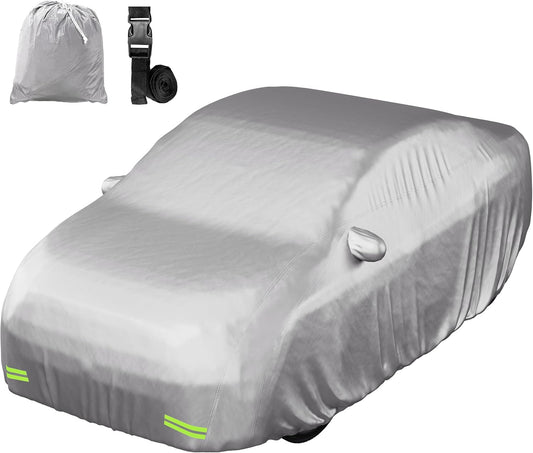 Mockins 175"x70"x60" Extra Small Sedan Car Cover for Dust, UV, Light Rain, Snow & Frost | All-Weather 190T Polyester Full Exterior Covers | Water-Resistant Car Covers for Automobiles w/Buckle Strap