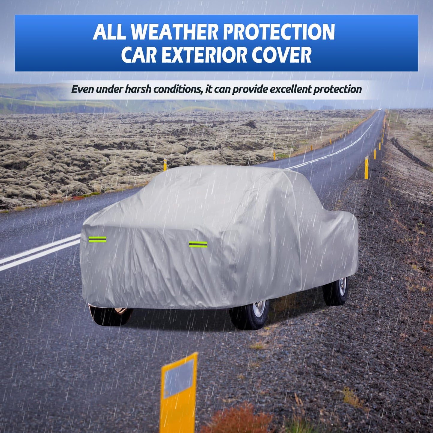 6 Layers SUV Car Cover Waterproof All Weather for Automobiles, Size A5 with Zipper & Cotton Universal Fit for Buick Encore, Chevrolet Trax, Ford Escape (Up to 181inch), Silver