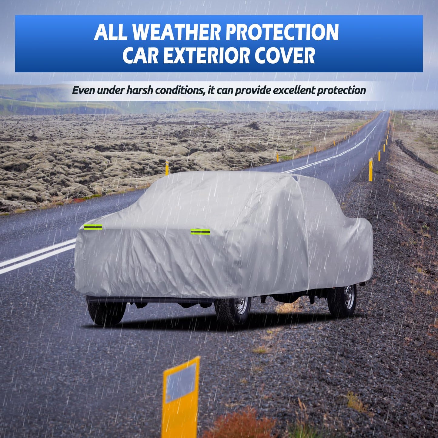 6 Layers SUV Car Cover Waterproof All Weather for Automobiles, Size A5 with Zipper & Cotton Universal Fit for Buick Encore, Chevrolet Trax, Ford Escape (Up to 181inch), Silver