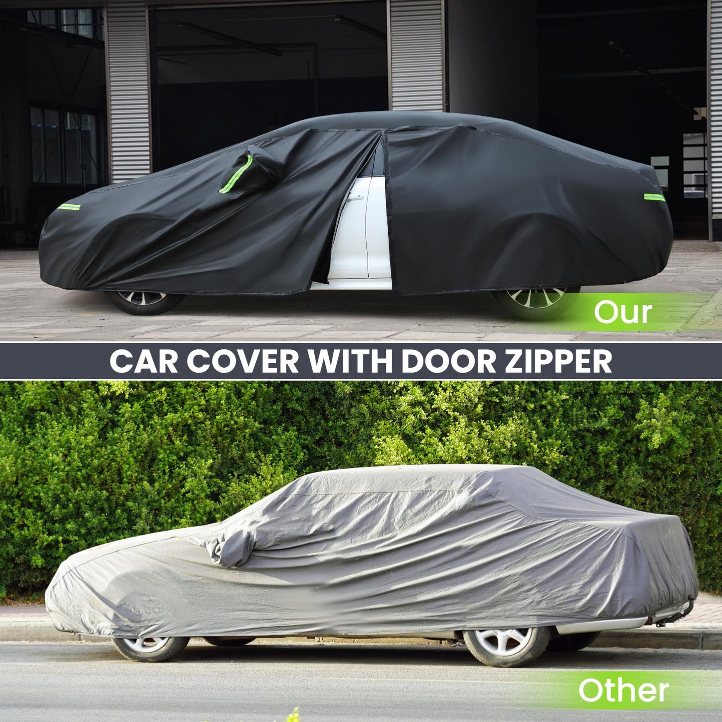 Sailnovo Car Cover Waterproof All Weather,7 Layers Heavy Duty Outdoor Full Car Cover, Snowproof Rainproof Windproof Sun UV Protection (PE+Cotton,A7 Fit Hatchback-Length (Up to 177"))
