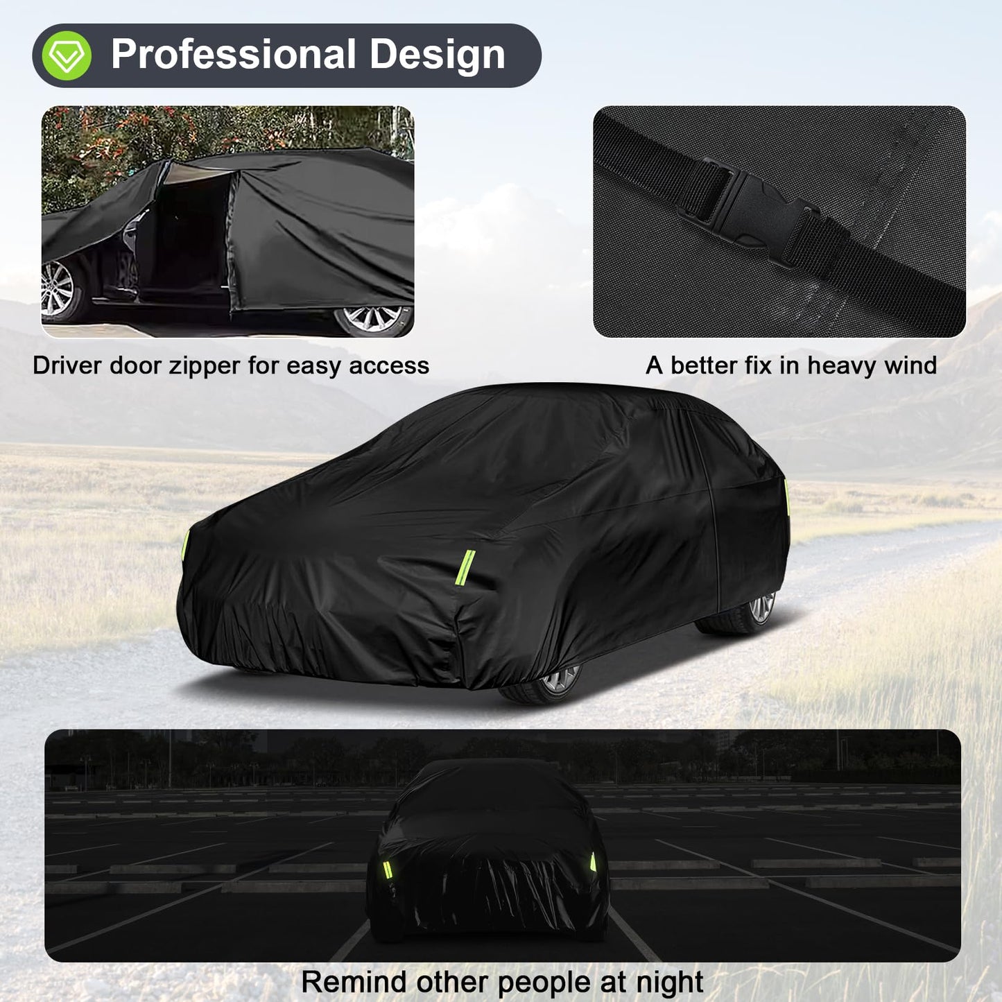 Sailnovo Car Cover Waterproof All Weather,7 Layers Heavy Duty Outdoor Full Car Cover, Snowproof Rainproof Windproof Sun UV Protection (PE+Cotton,A7 Fit Hatchback-Length (Up to 177"))