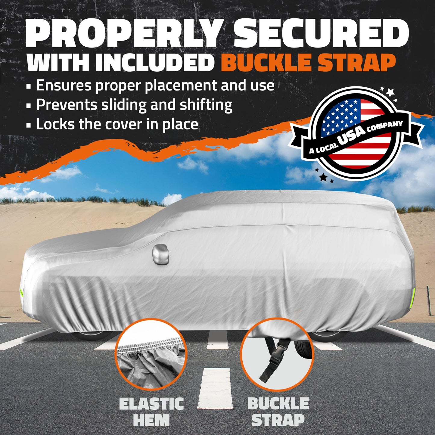 Mockins 182"x74"x68" Small SUV Car Cover | 190T Polyester Car Covers for Automobiles SUV Sizes | Heavy Duty Car Cover for SUV | Outdoor & Indoor Car Cover | Portable Cover for Cars Outside