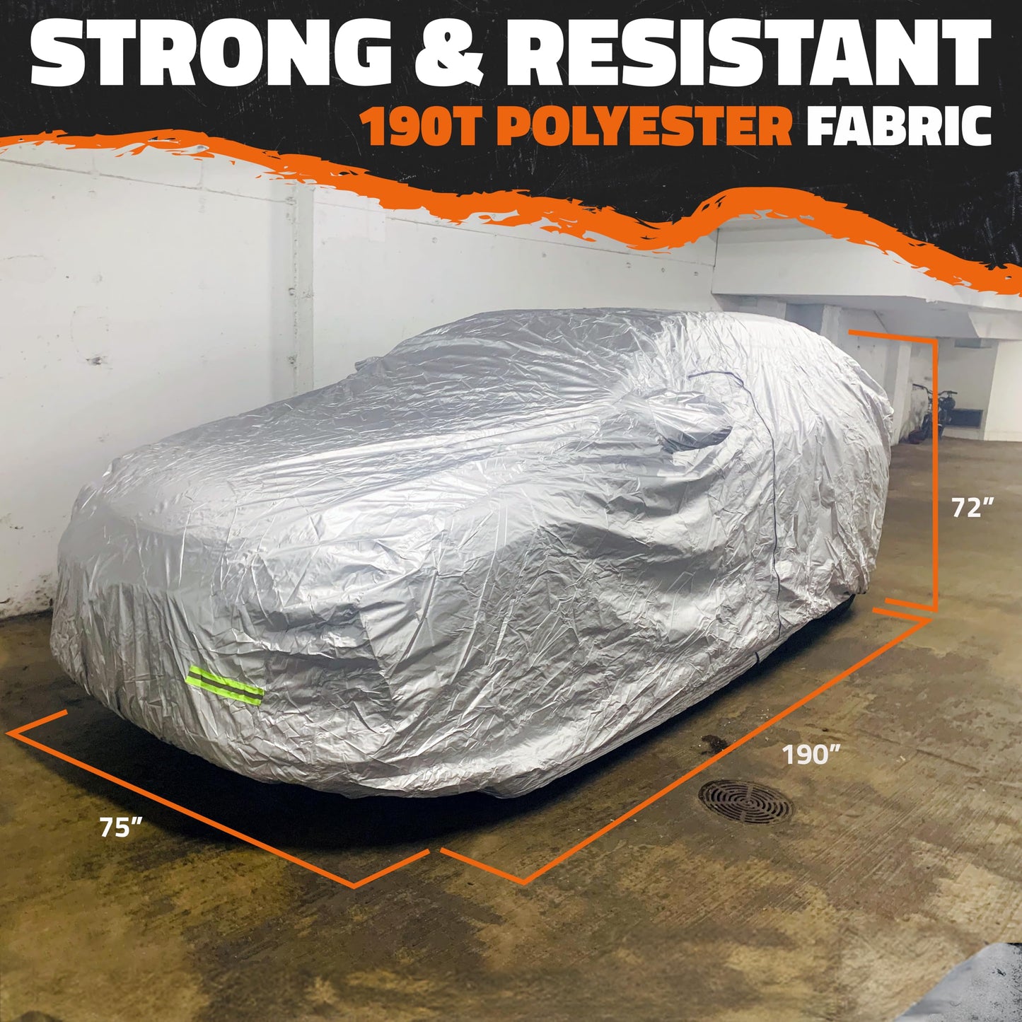 Mockins 182"x74"x68" Small SUV Car Cover | 190T Polyester Car Covers for Automobiles SUV Sizes | Heavy Duty Car Cover for SUV | Outdoor & Indoor Car Cover | Portable Cover for Cars Outside